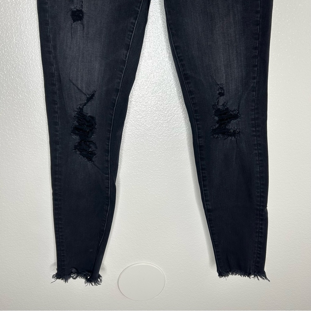 American Eagle Outfitters Black Ripped Super Stretch X4 Super Low Jegging Size 4 - Picture 4 of 10